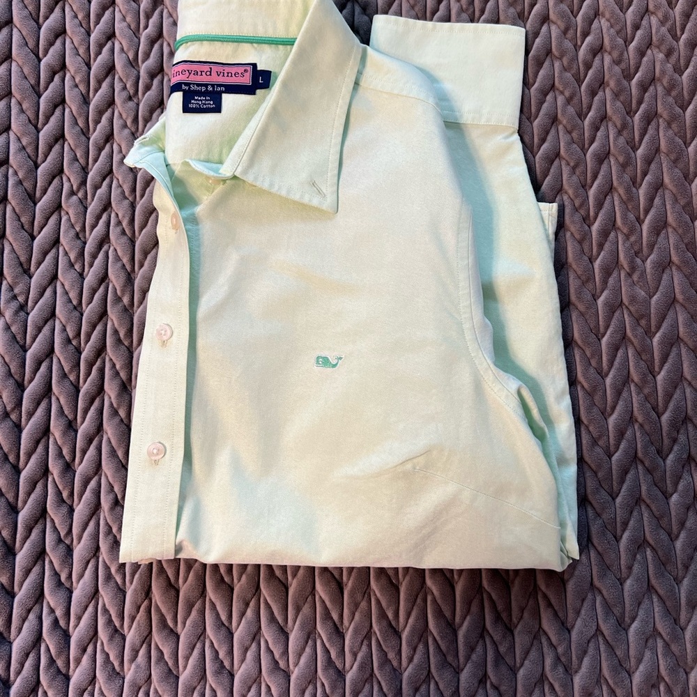Vineyard Vines Shep & Ian mint green button down 100% cotton shirt size large